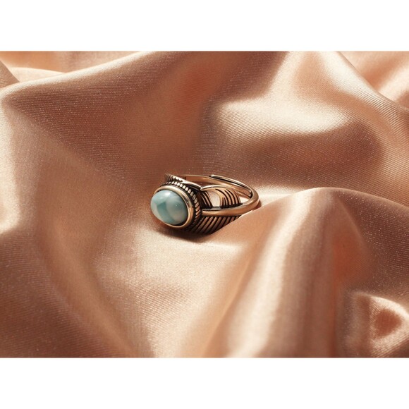 LARIMAR RING, 925 Sterling Silver Gemstone Ring, Exquisite Larimar Ring - Picture 2 of 9